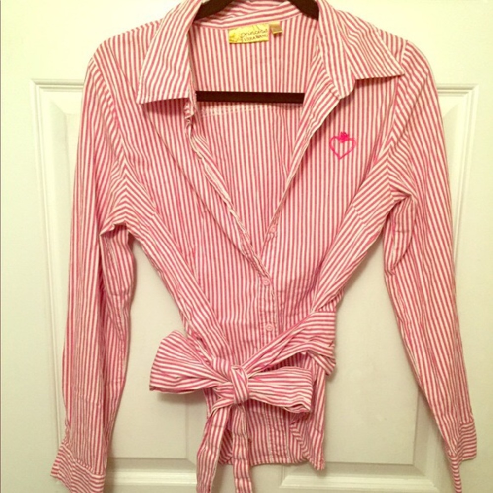 🔥Vera Wang Pink Striped Blouse - 0 - XS